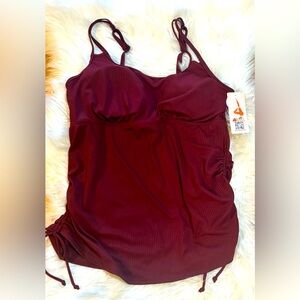Women's Burgundy Large 2 Piece Bathing Suit NWT
